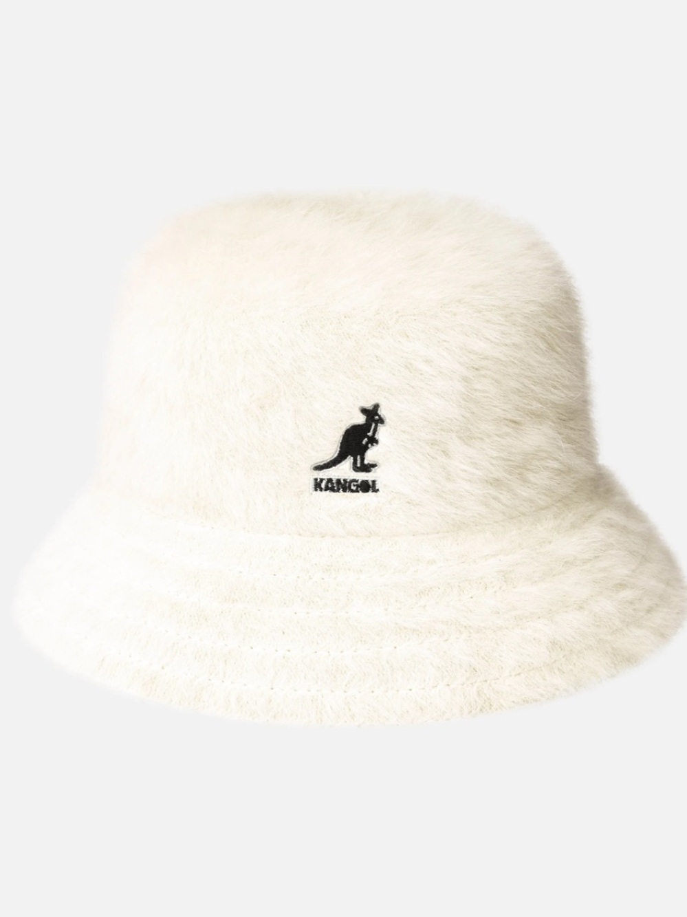 Kangol Cream Furgora Plush Bucket Hat with Black Logo